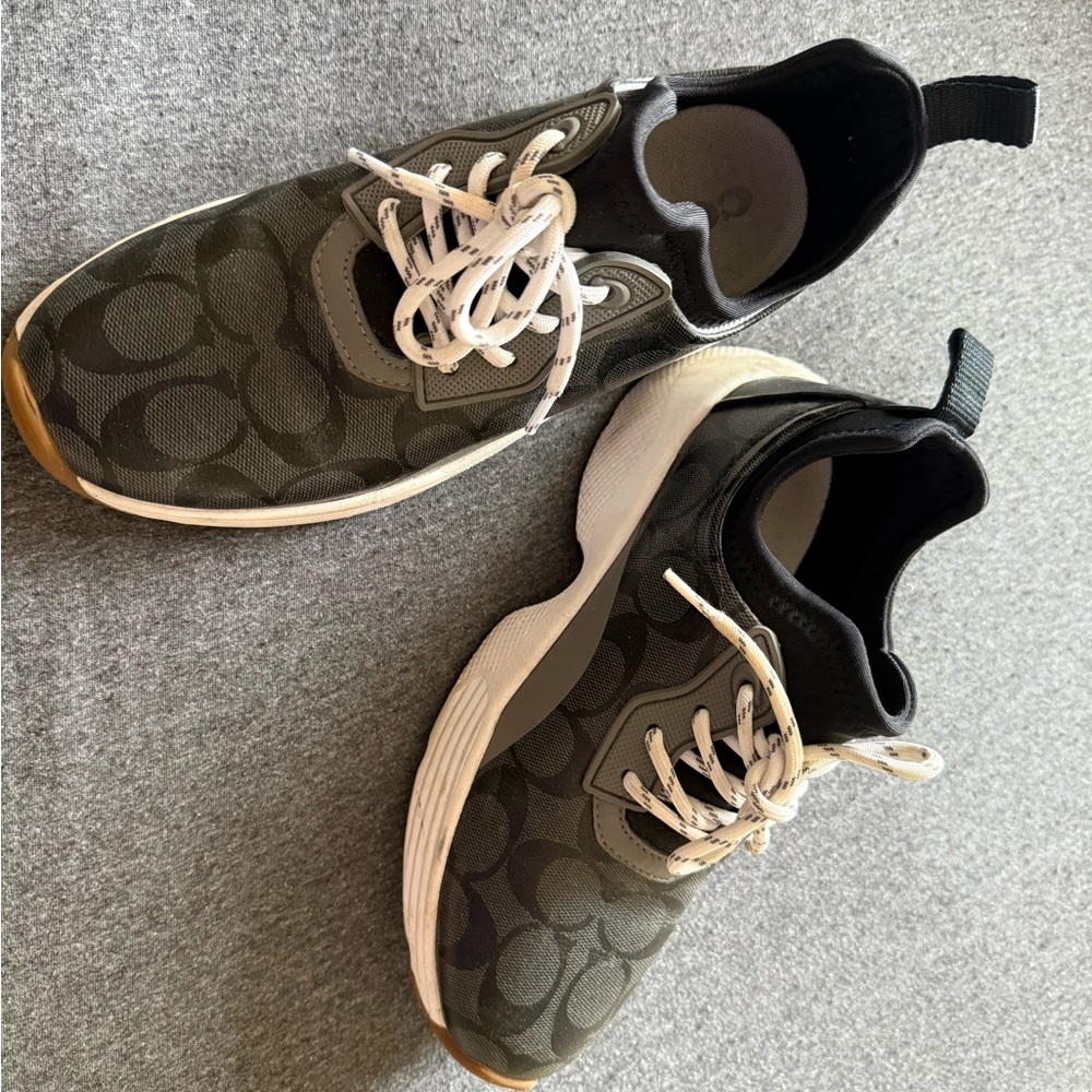 Coach Black and Gray Sneakers with Monogram Pattern